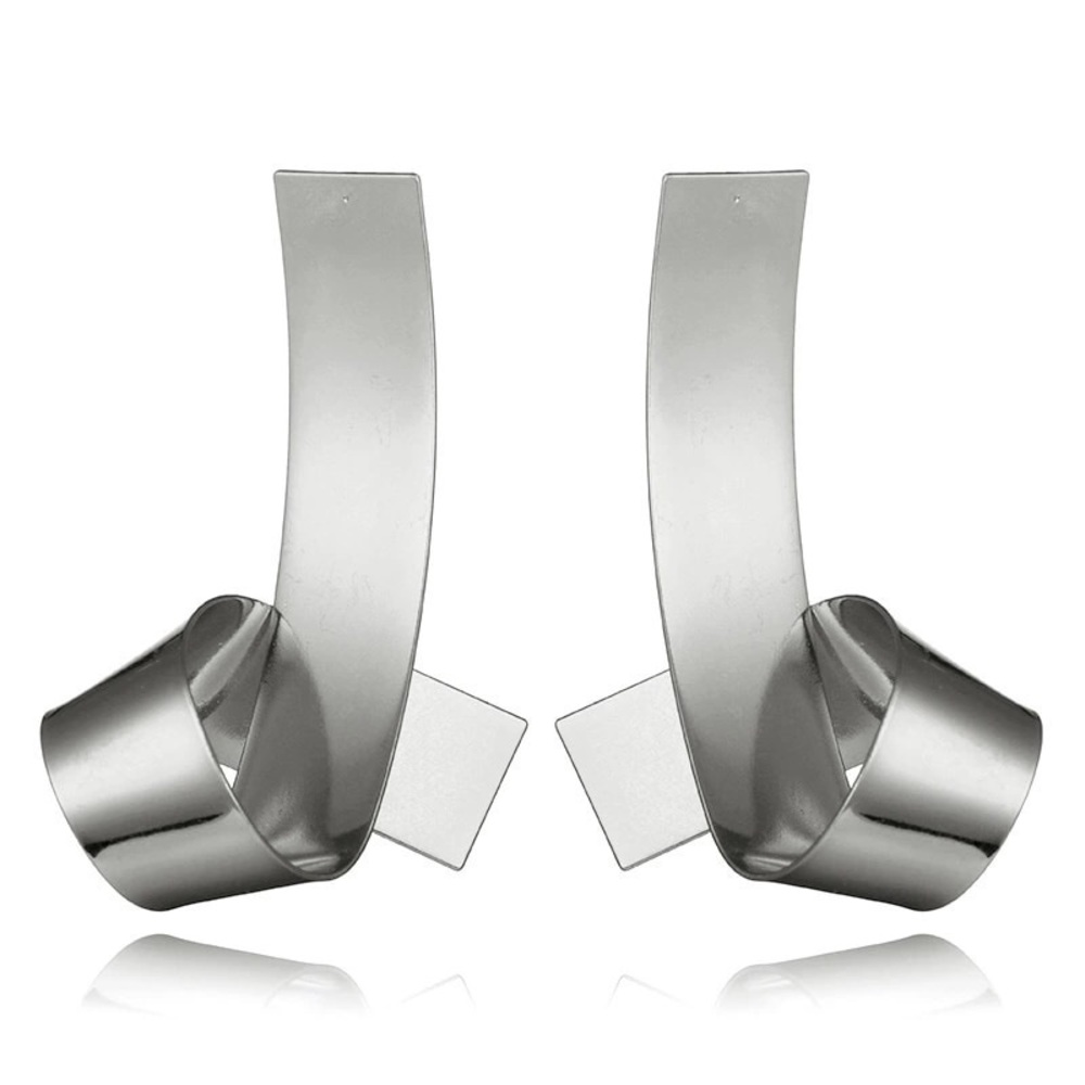 Silver Folded Strip Earrings